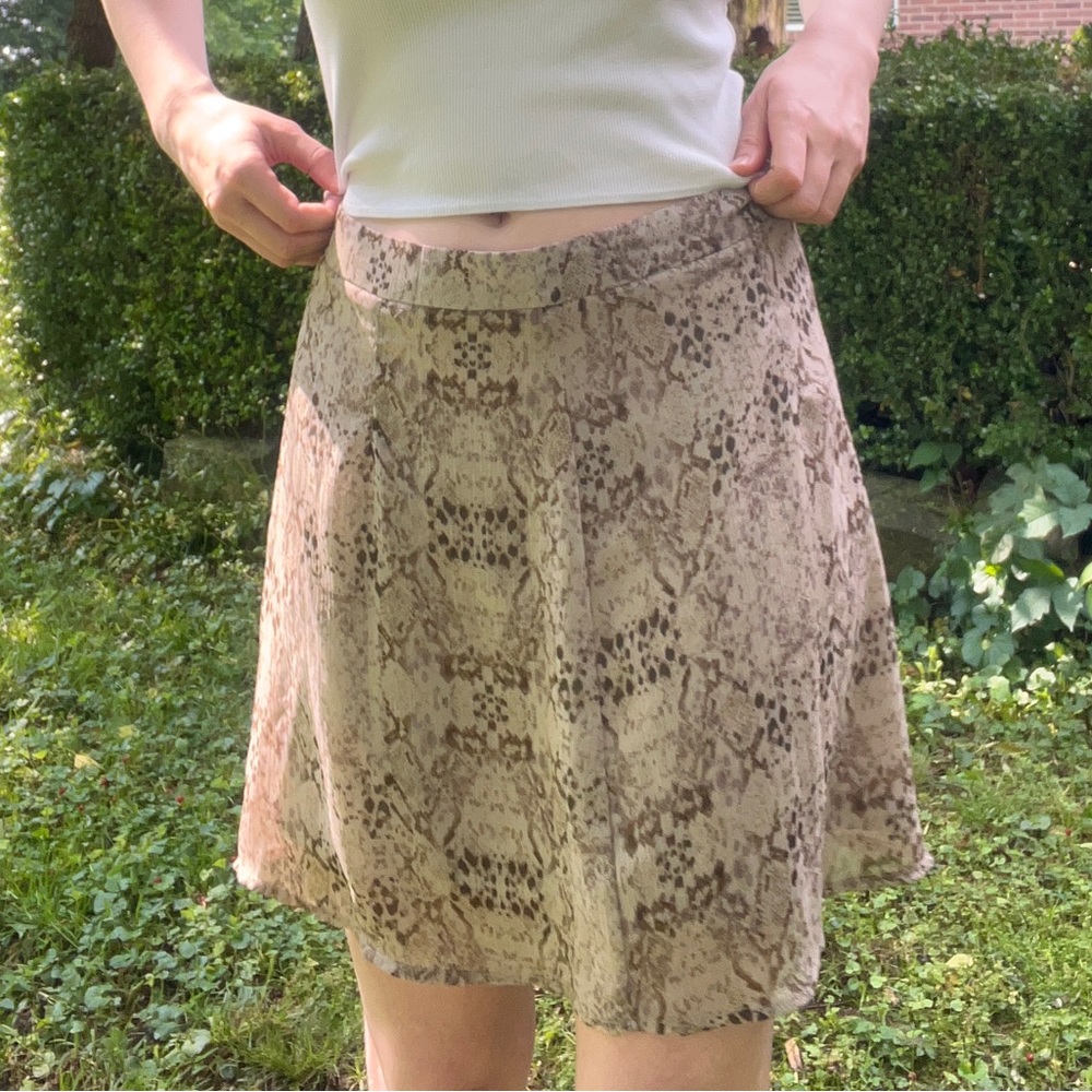 Fancy Cream Snakeskin Mini Skirt